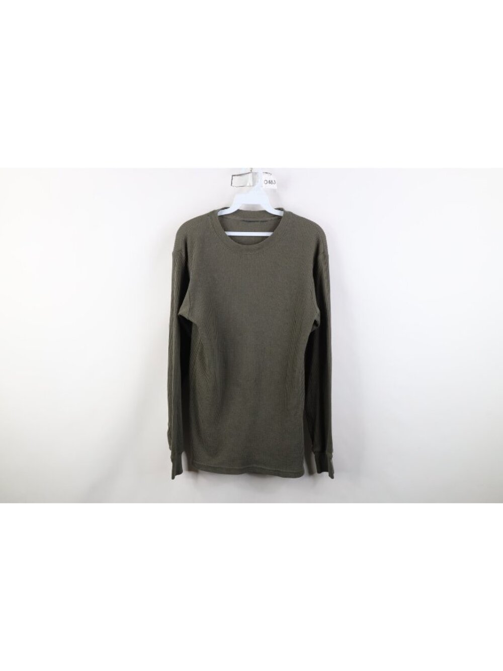 Vtg 90s Y2K Streetwear Mens Small Faded Blank Thermal Waffle Knit T-Shirt Green